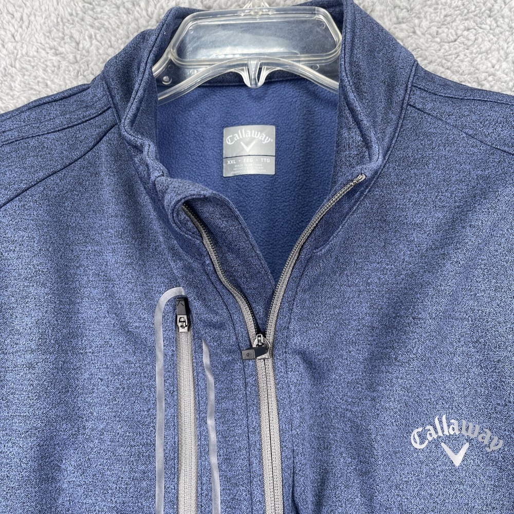 Callaway Golf Mens XXL 2XL 1/4 Zip L/S Blue Long Sleeve Sweatshirt Colorblock